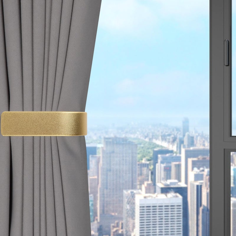 Groleca 2 Pack Modern Curtain Holdbacks Curtain Tiebacks Wall Mount Solid Aluminum U Shaped Curtain Wall Hooks Curtain Pull Backs Curtain Holders Curtain Tie Backs for Curtain (2  Gold) - Image 3